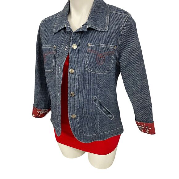 Sag Harbor Sports Jacket Blazer Womens 6P Railroad Blue Flip Cuff Utility - Picture 7 of 16